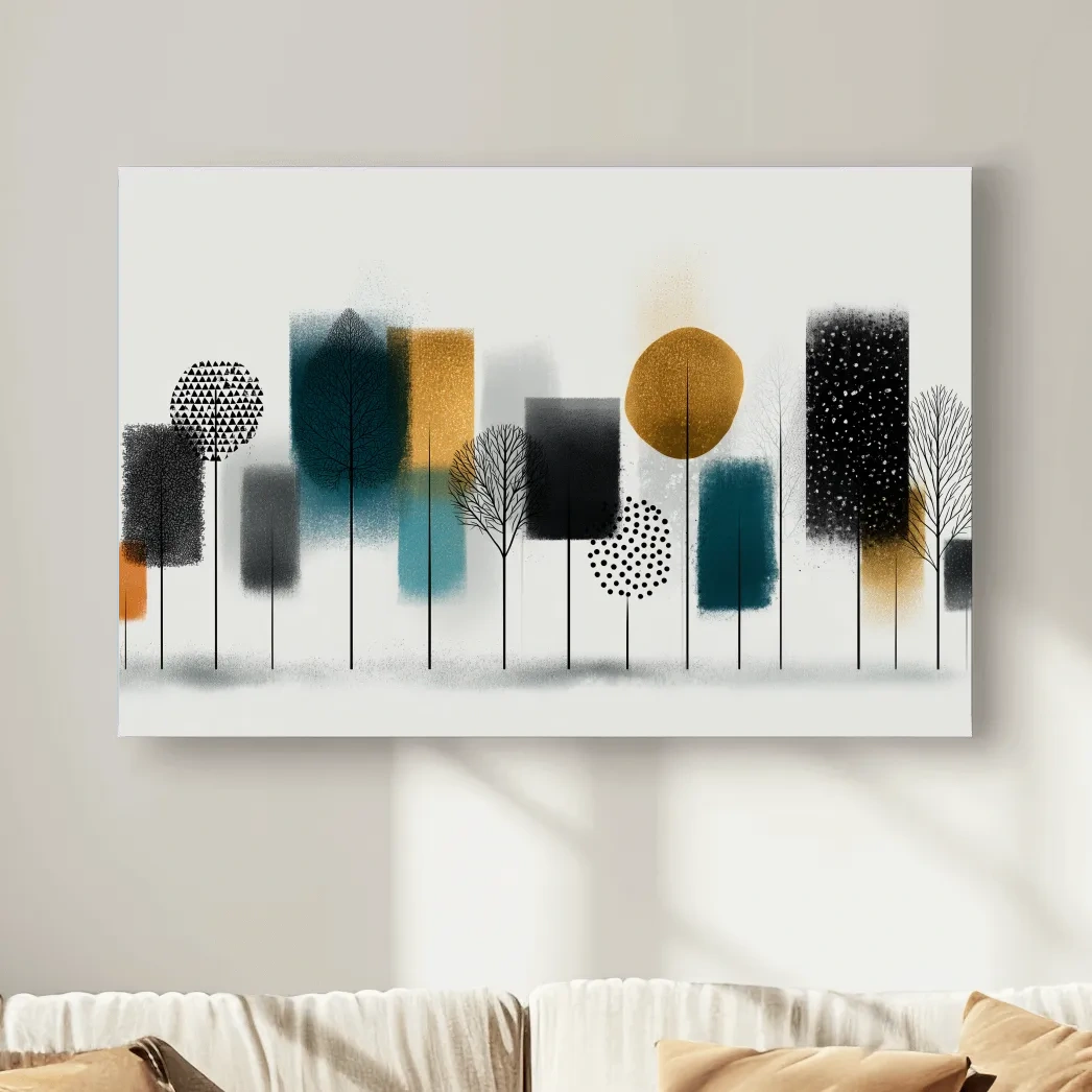 Abstract Minimalist Forest Grove Silhouettes - Modern Scandinavian Geometric Wall Art