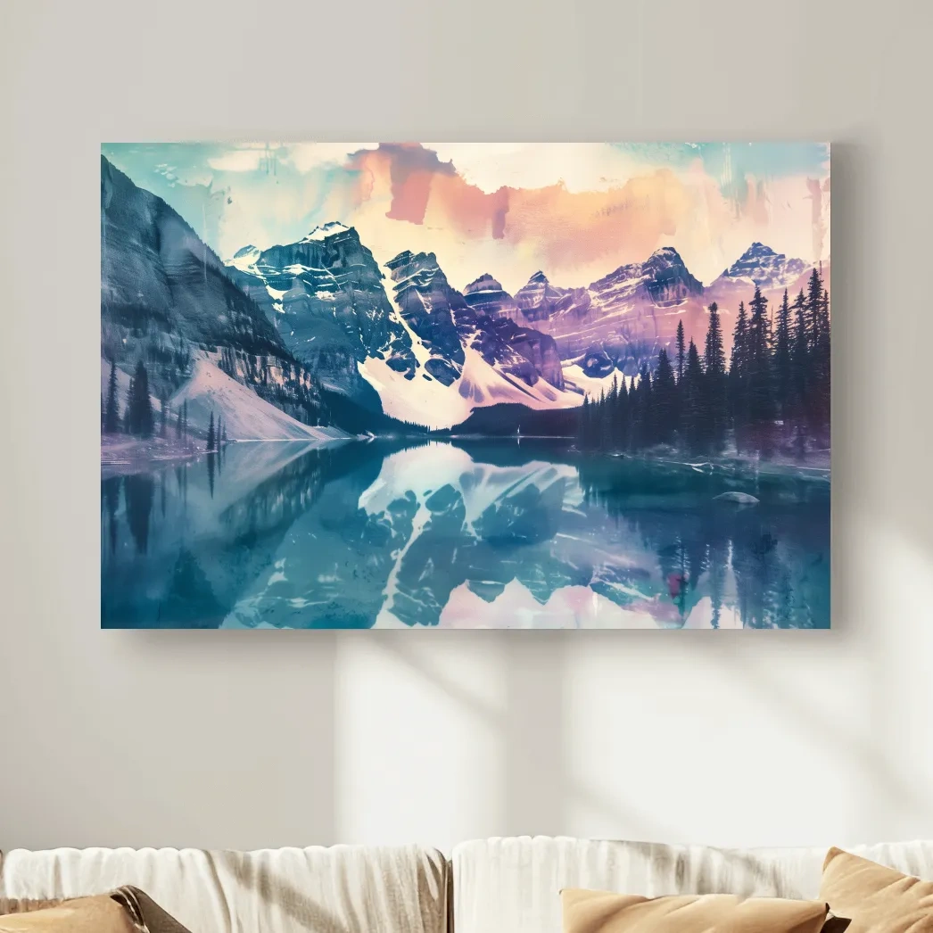 Valley of the Ten Peaks Watercolor Painting - Moraine Lake Banff Wall Art