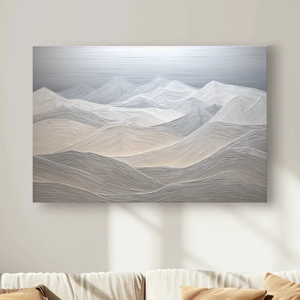 Minimalist Textured Topographic Mountain Ridges - 3D Painting Effect Wall Art