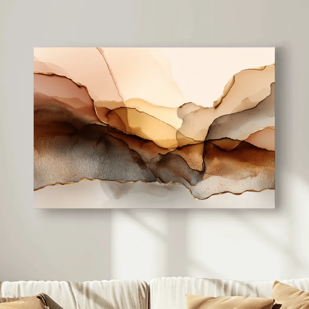 Abstract Alcohol Ink Landscape Painting - Modern Minimalist Wall Art