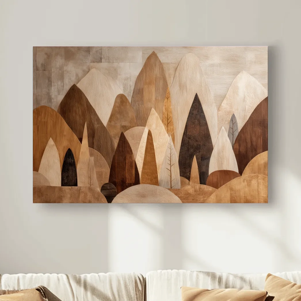 Earthy Abstract Boho Mountains - Modern Minimalist Forest Wall Art