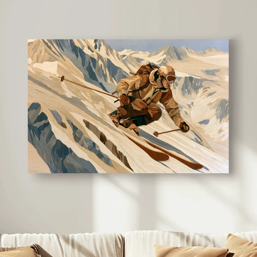Dynamic Backcountry Skier Alpine Descent - Adventure Winter Sports Wall Art