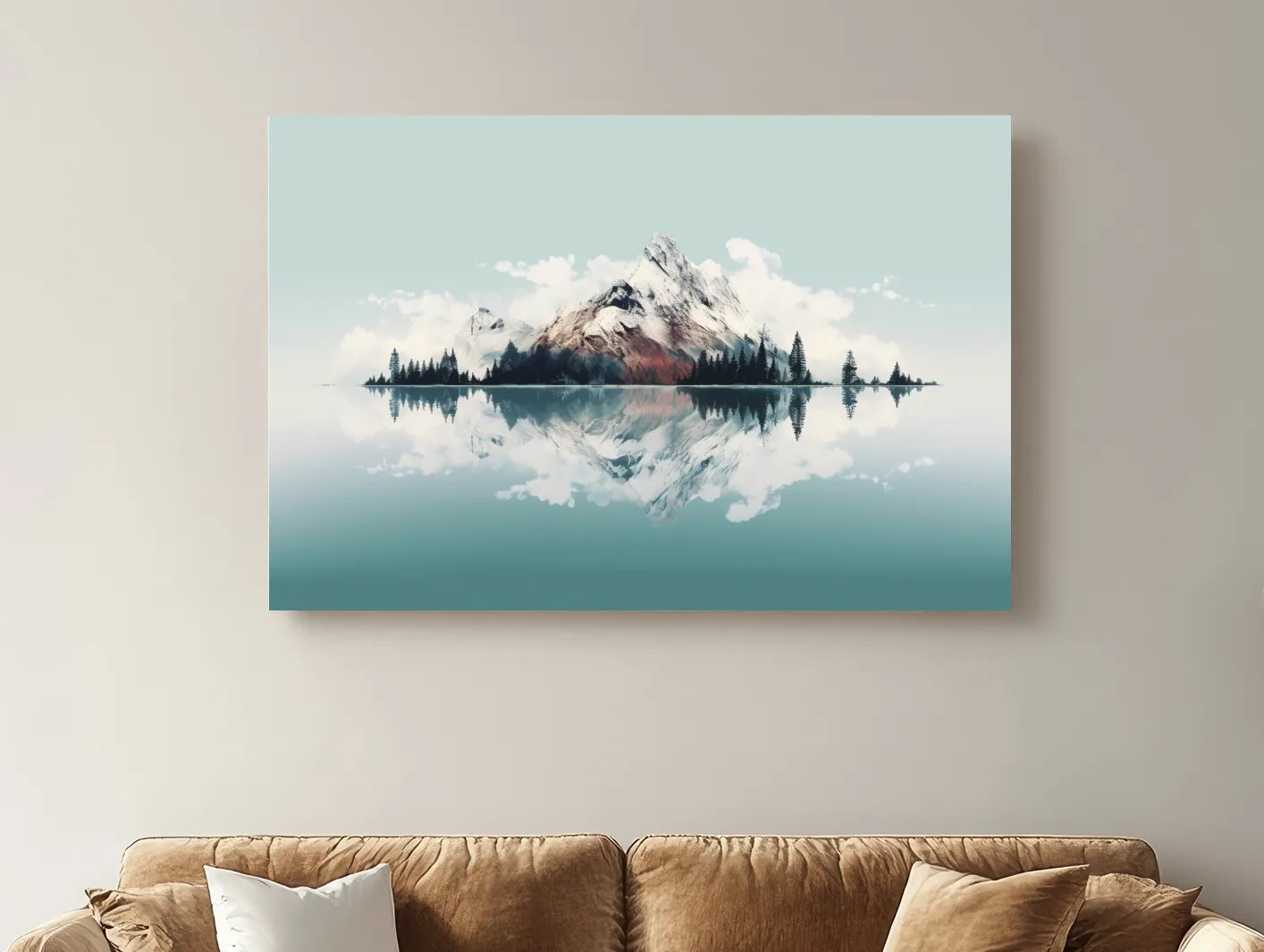 Minimalist Snowcapped Mountain Lake Reflection - Alpine Glacier Wall Art
