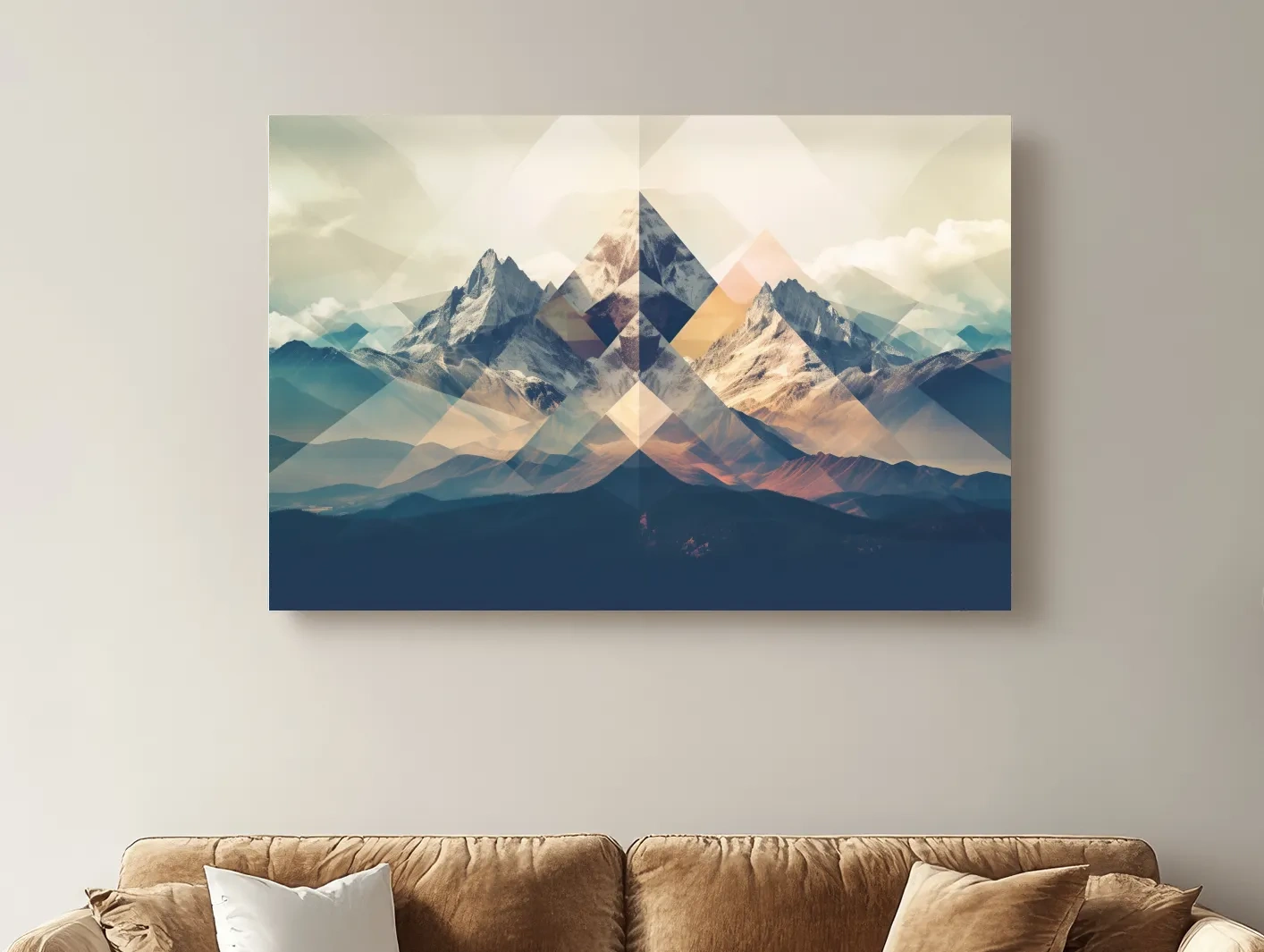 Geometric Abstract Alpine Mountain Peaks - Modern Polygon Landscape Wall Art