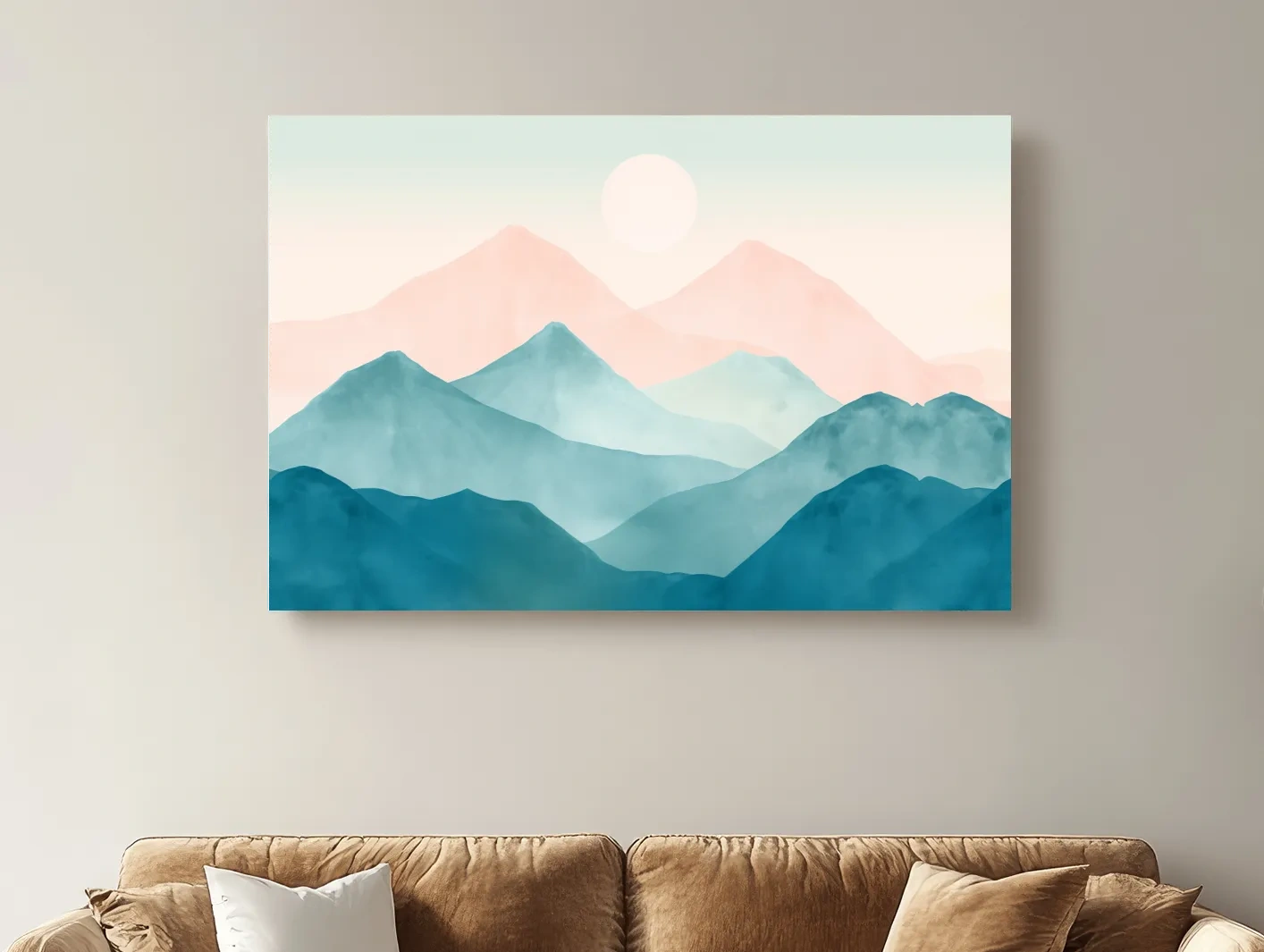 Minimalist Pastel Watercolor Mountains - Serene Abstract Landscape Wall Art