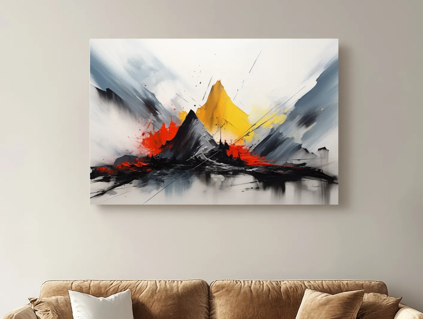 Abstract Mountain Peaks Painting - Modern Impasto Style Wall Art