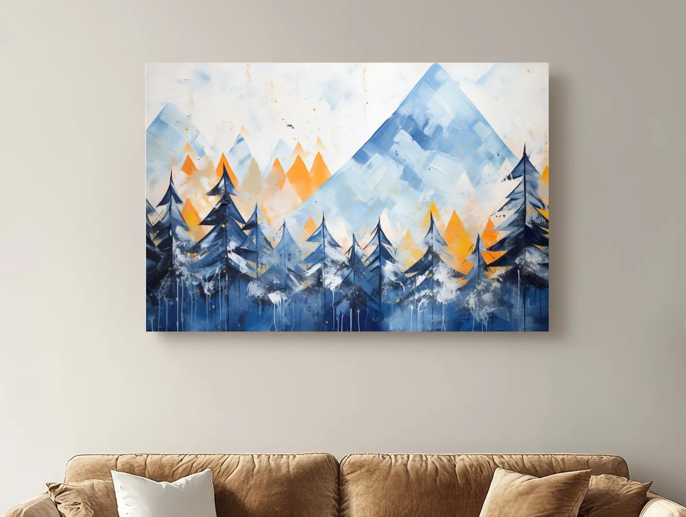 Abstract Alpine Mountain Peaks - Watercolor Forest Wall Art