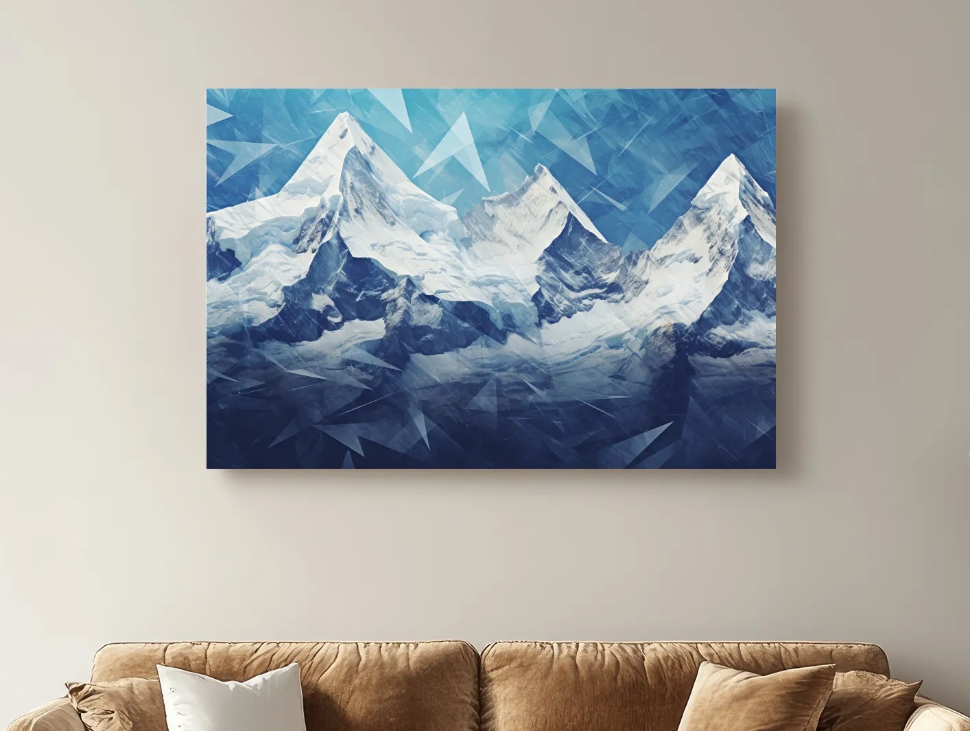 Geometric Icy Glacial Alpine Peaks - Abstract Mountain Landscape Wall Art