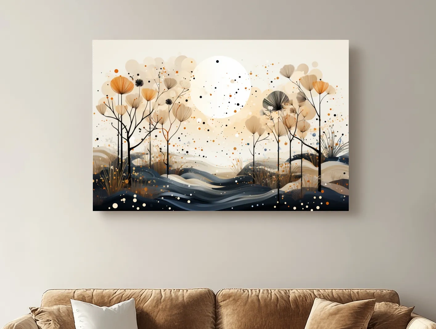 Chic Boho Botanical Dandelion Landscape - Nature Forest Wall Art