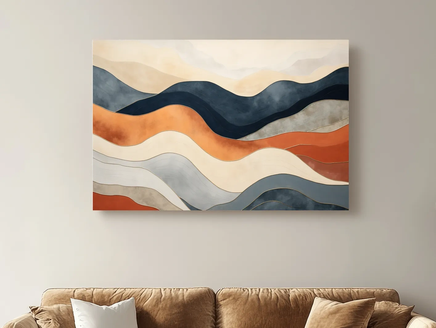 Abstract Wavy Mountain Layers - Mid Century Modern Landscape Wall Art