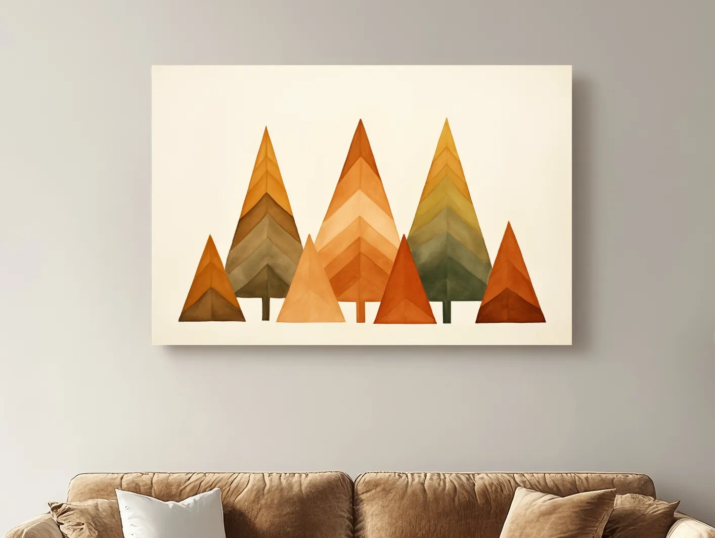 Minimalist Watercolor Pine Tree Forest - Scandinavian Geometric Nature Wall Art