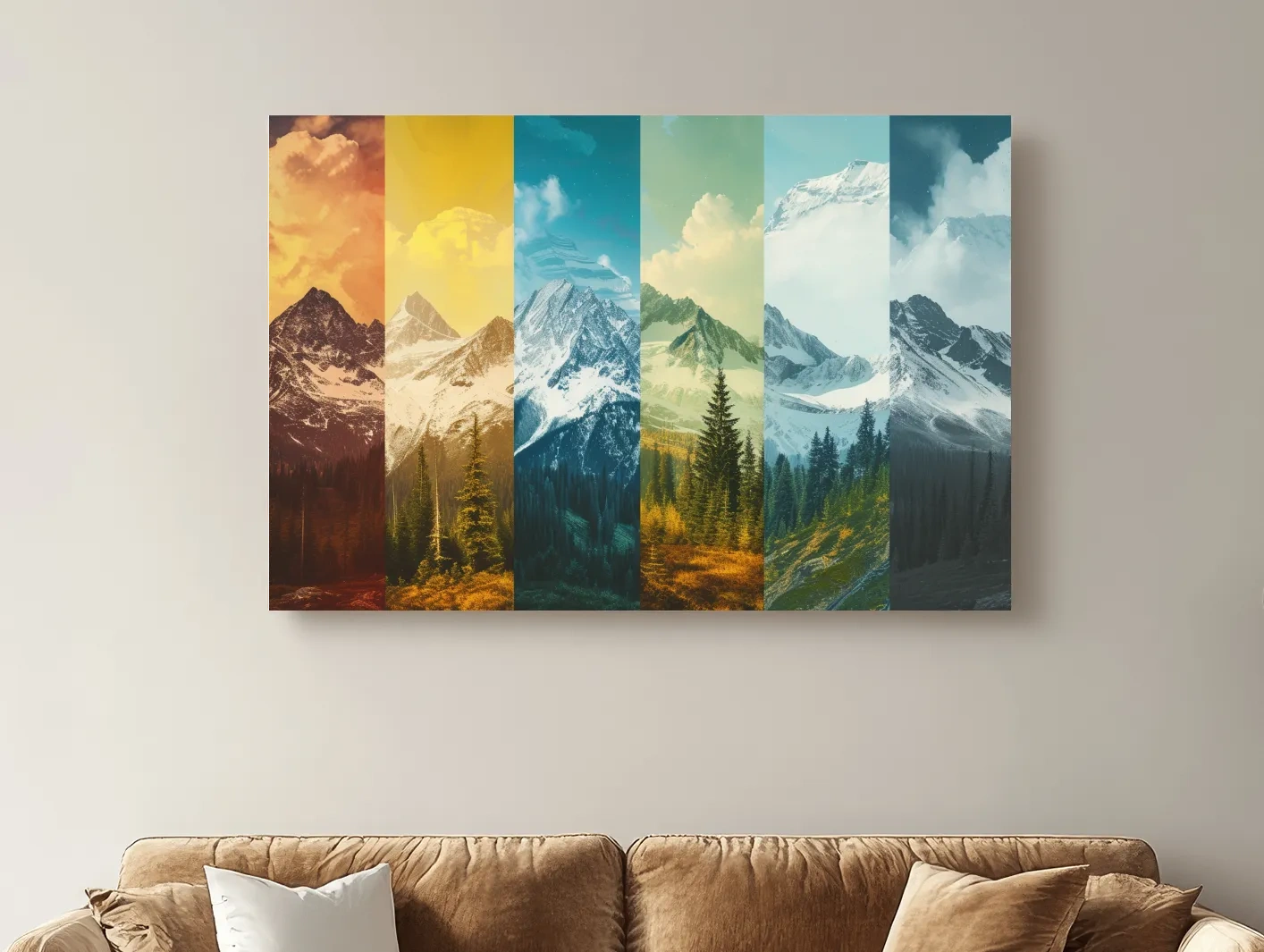 Colorful Mountain Peaks Collage - Modern Alpine Glacier Wall Art