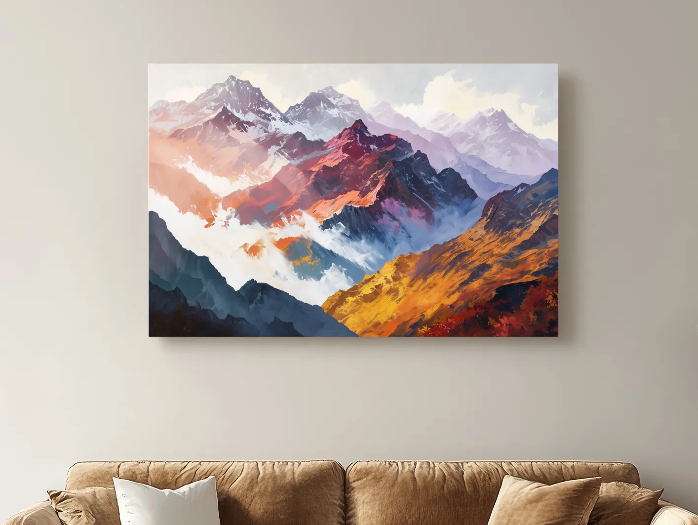 Vibrant Abstract Alpine Mountain Peaks - Colorful Impressionist Painting Wall Art