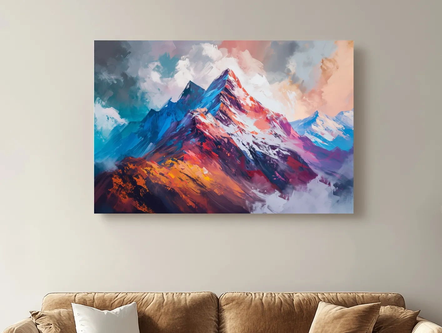Vibrant Abstract Alpine Mountain Peaks - Colorful Landscape Wall Art