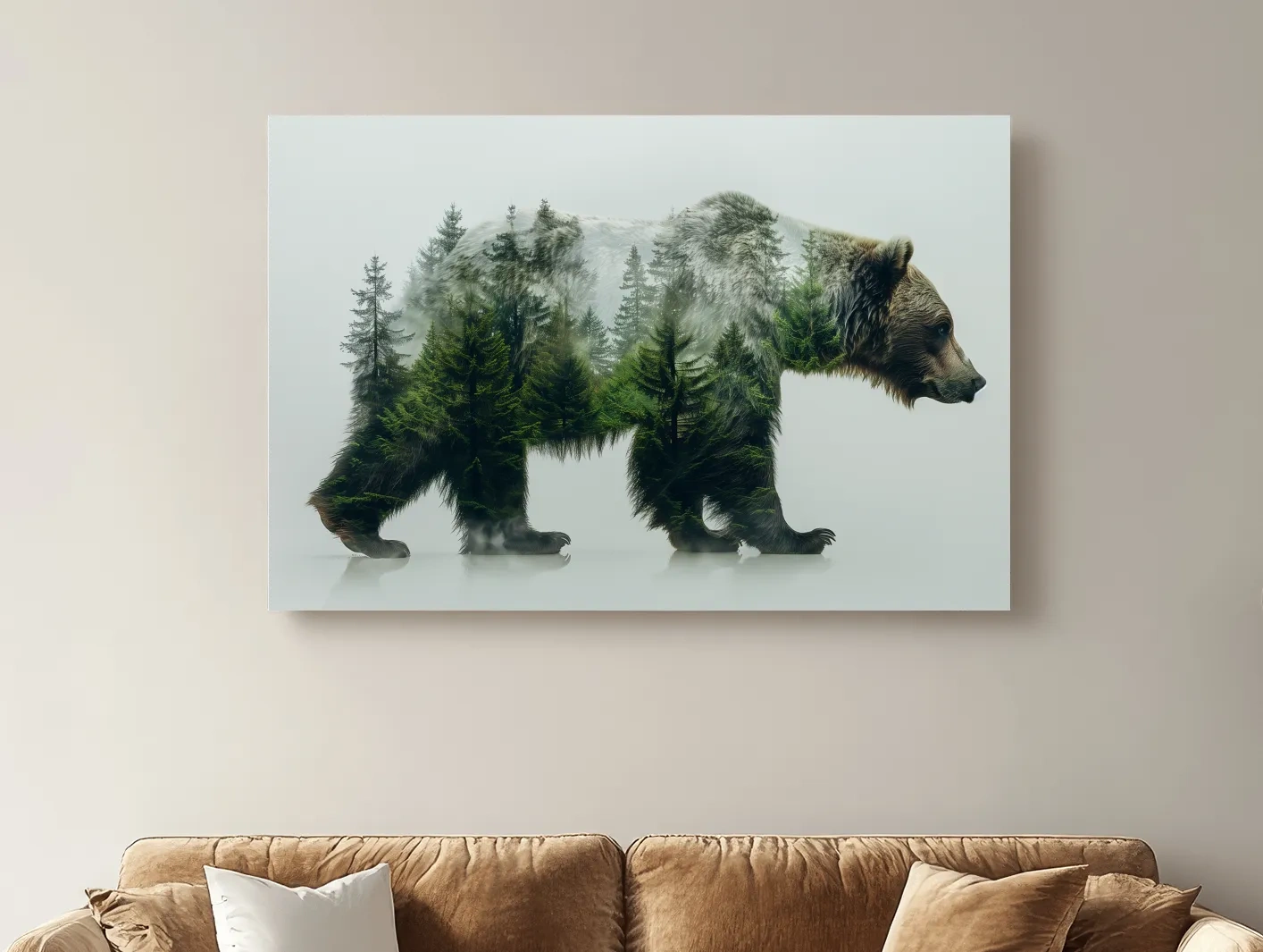 Surreal Grizzly Bear Double Exposure Forest - Wildlife Nature Wall Art