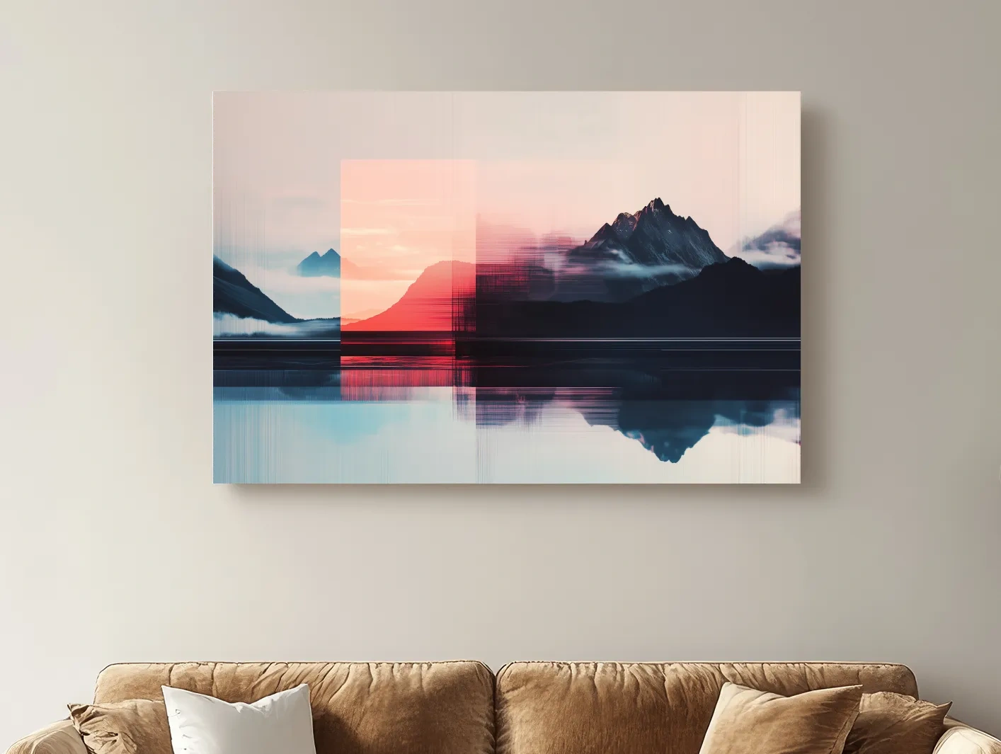 Glitch Art Alpine Mountain Sunset - Abstract Modern Wall Art