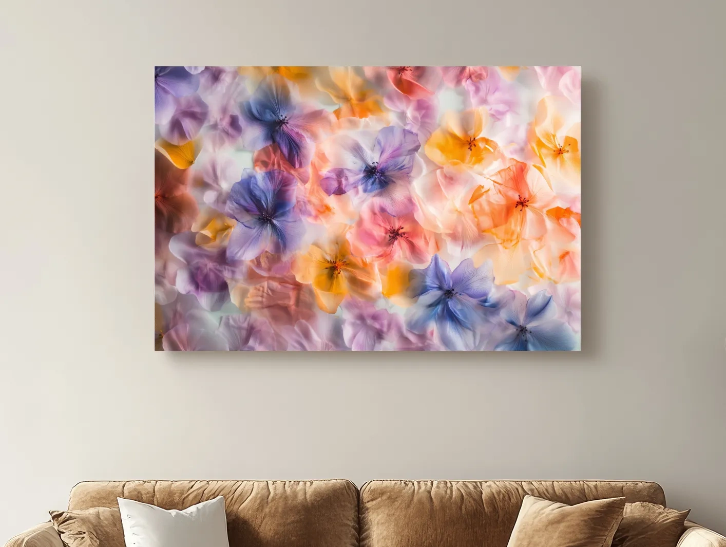 Oshibana Pastel Floral Petal Collage - Soft Botanical Wall Art