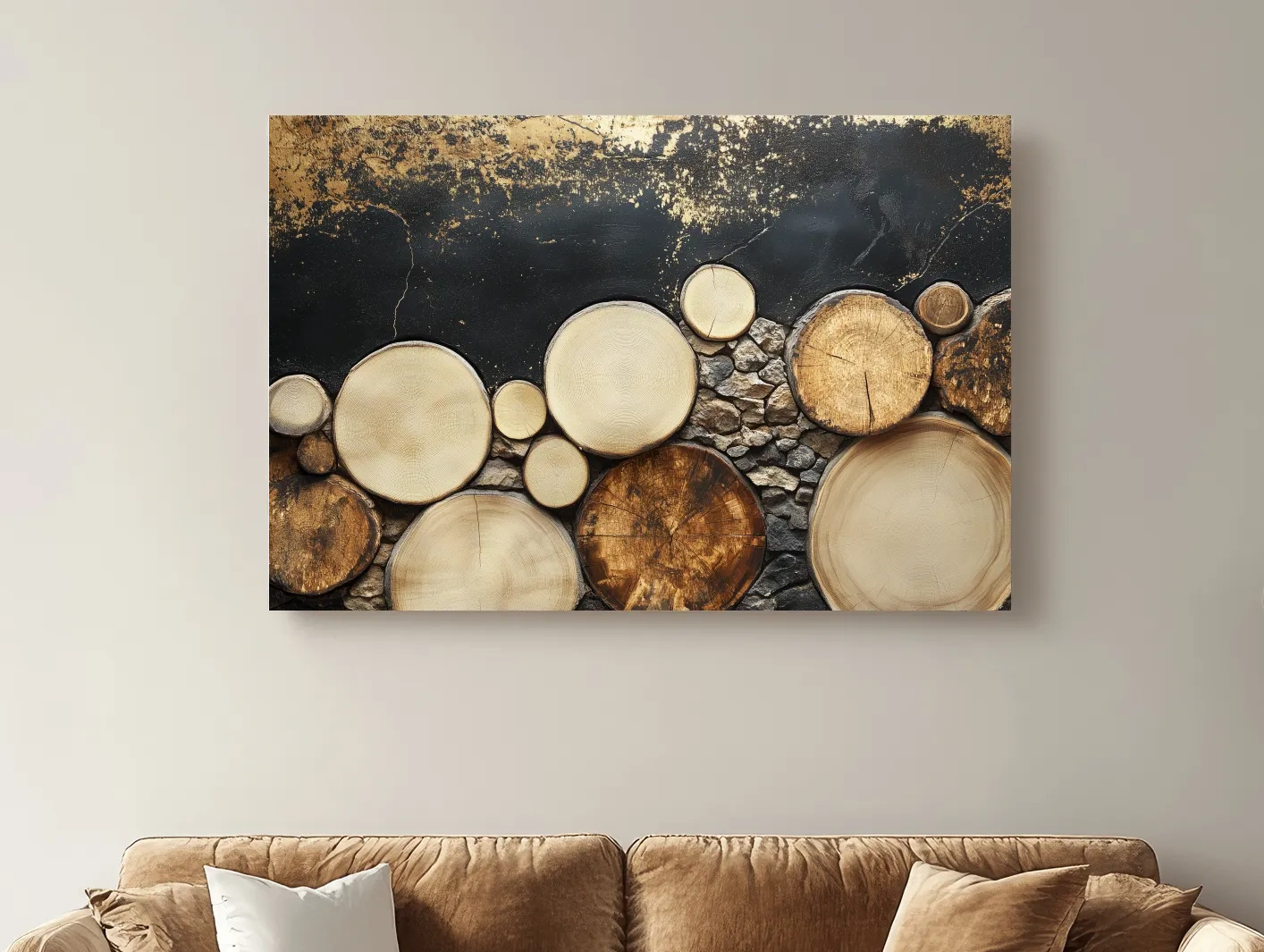 Rustic Wood & Stone Texture - Modern Farmhouse Wall Art