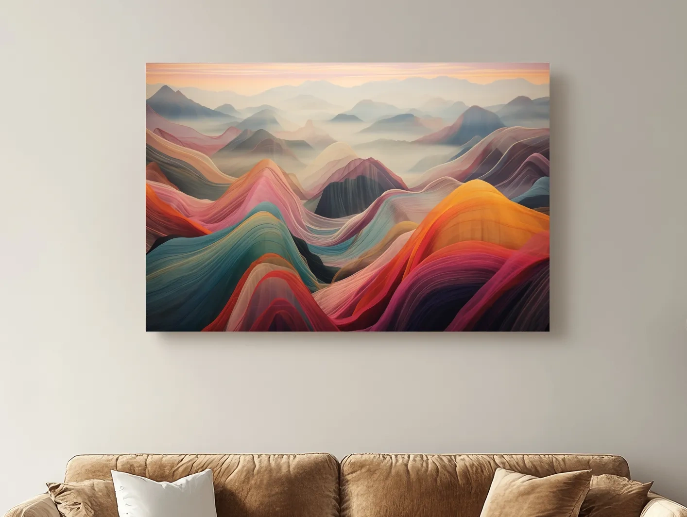 Vibrant Abstract Layered Mountain Ranges - Colorful Topographic Landscape Wall Art