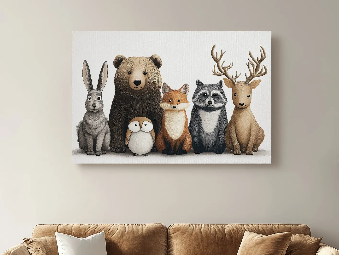 Cute Woodland Animal Art Illustration - Nursery Wildlife Wall Art - Childrens Room Decor