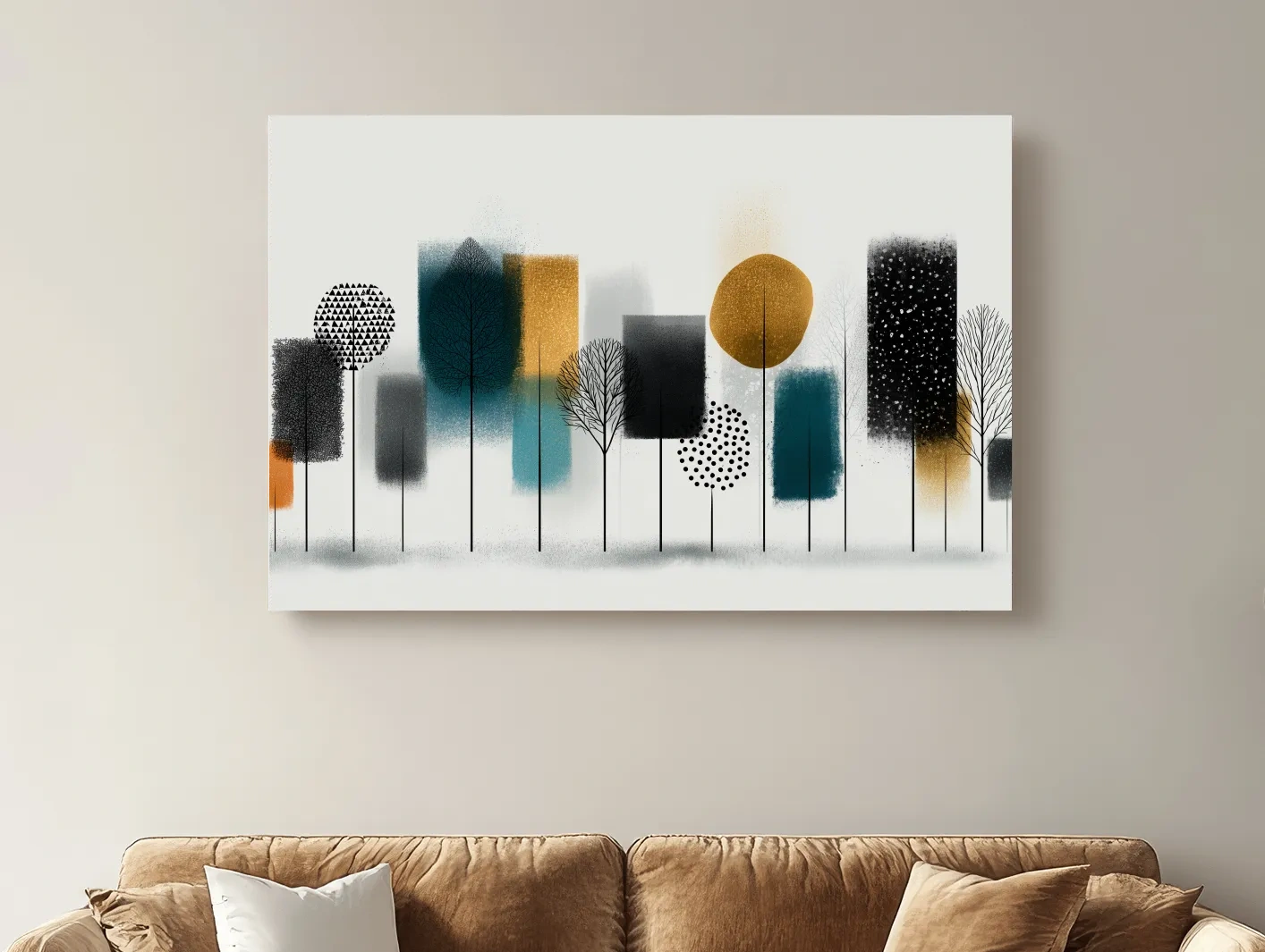 Abstract Minimalist Forest Grove Silhouettes - Modern Scandinavian Geometric Wall Art