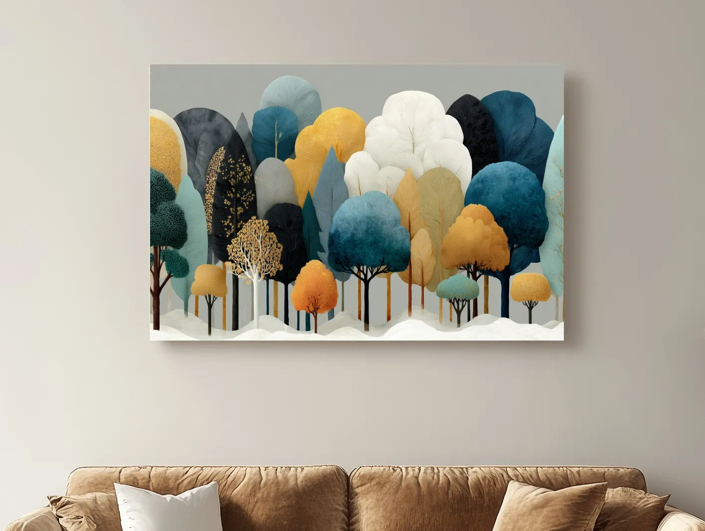 Scandinavian Winter Forest Trees Illustration - Modern Boho Nature Wall Art