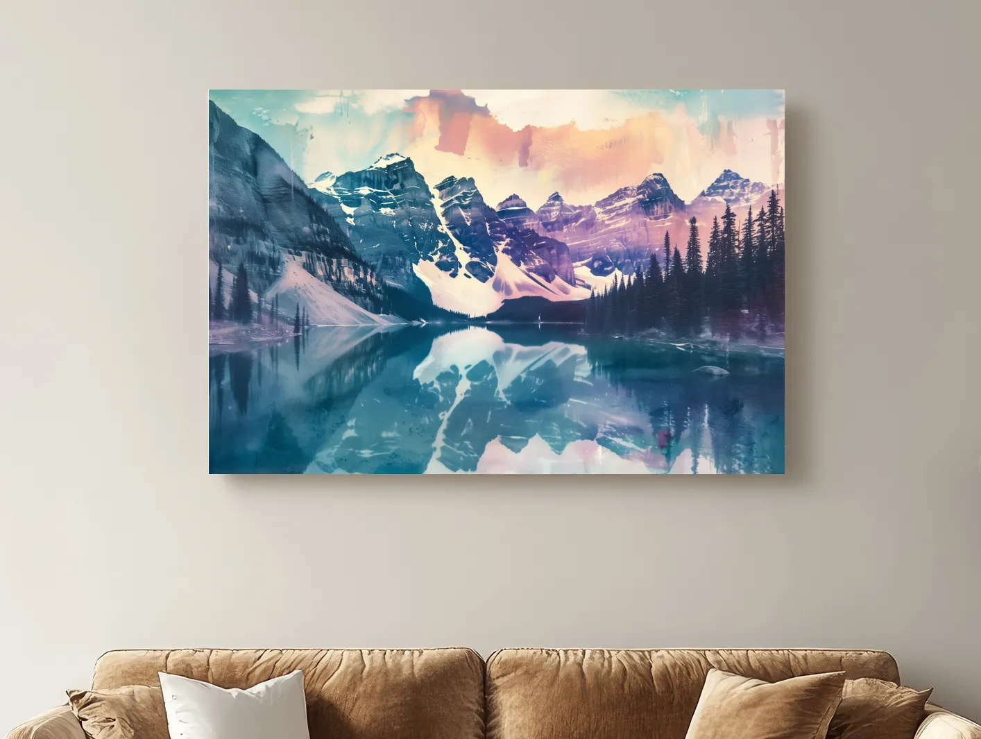 Valley of the Ten Peaks Watercolor Painting - Moraine Lake Banff Wall Art