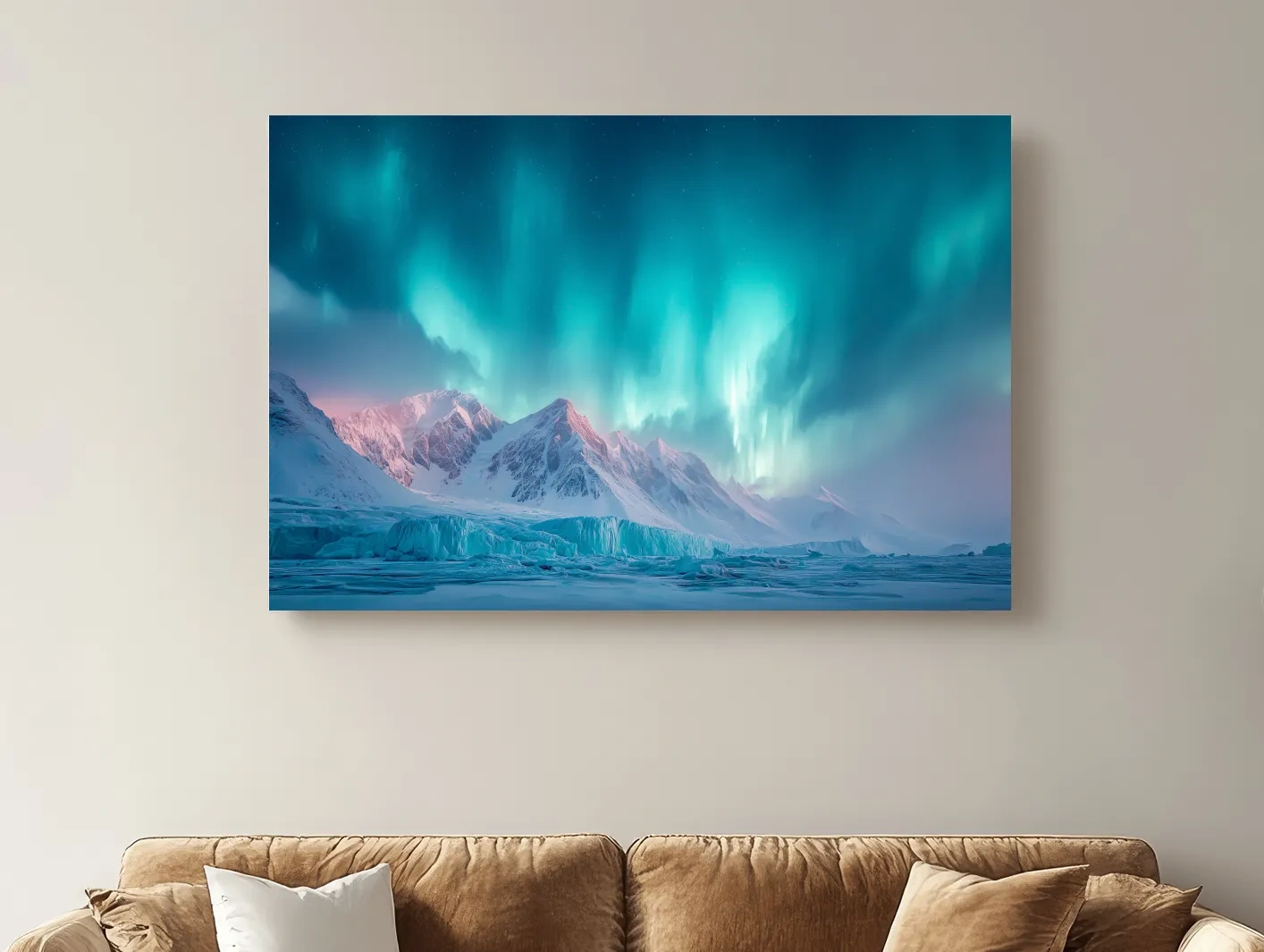 Aurora Borealis Over Icy Arctic Mountains - Northern Lights Wall Art