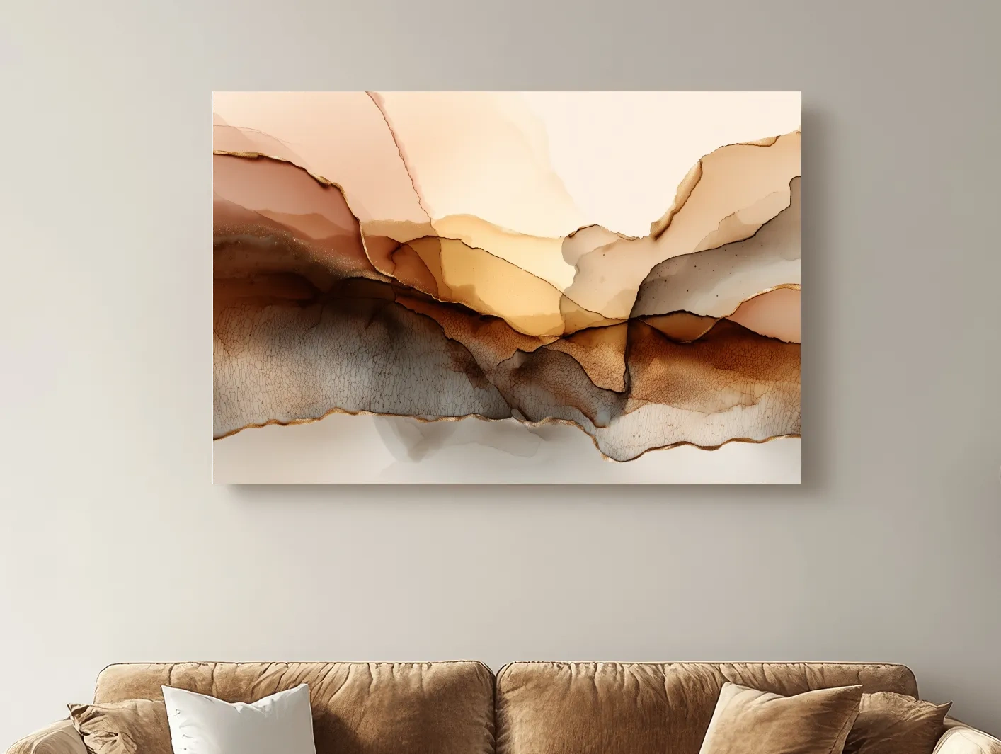 Abstract Alcohol Ink Landscape Painting - Modern Minimalist Wall Art