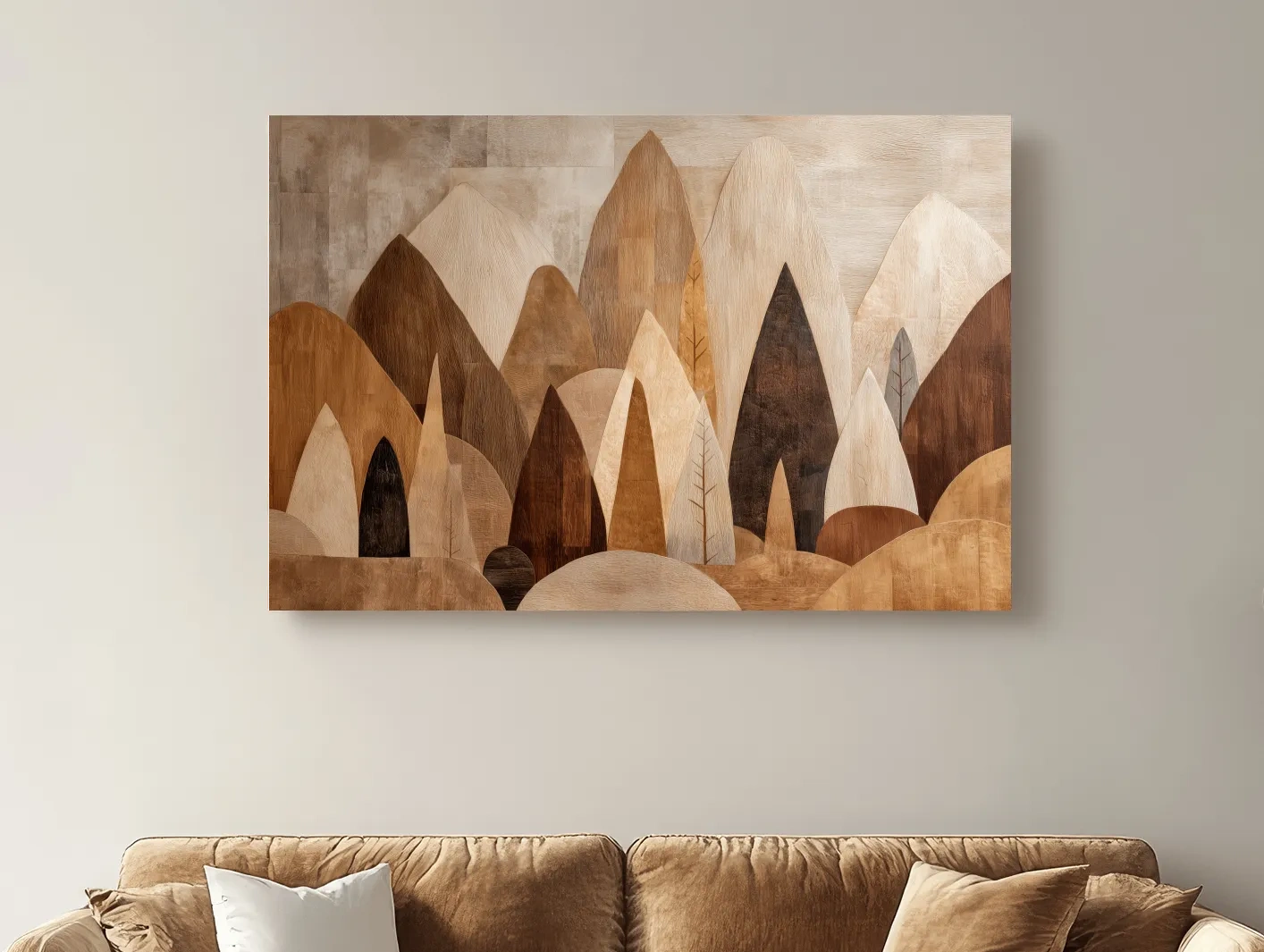 Earthy Abstract Boho Mountains - Modern Minimalist Forest Wall Art
