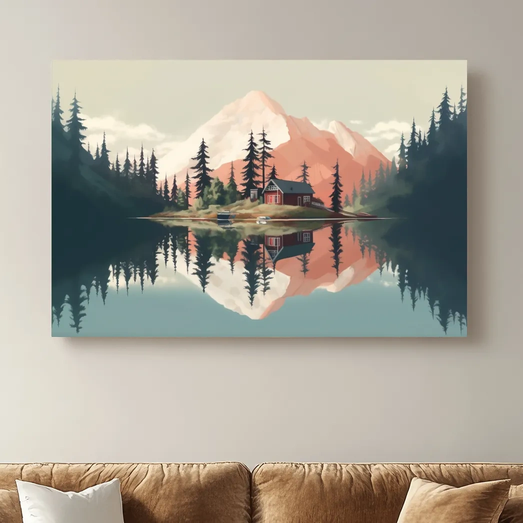 Minimal art of a cabin in the alpine