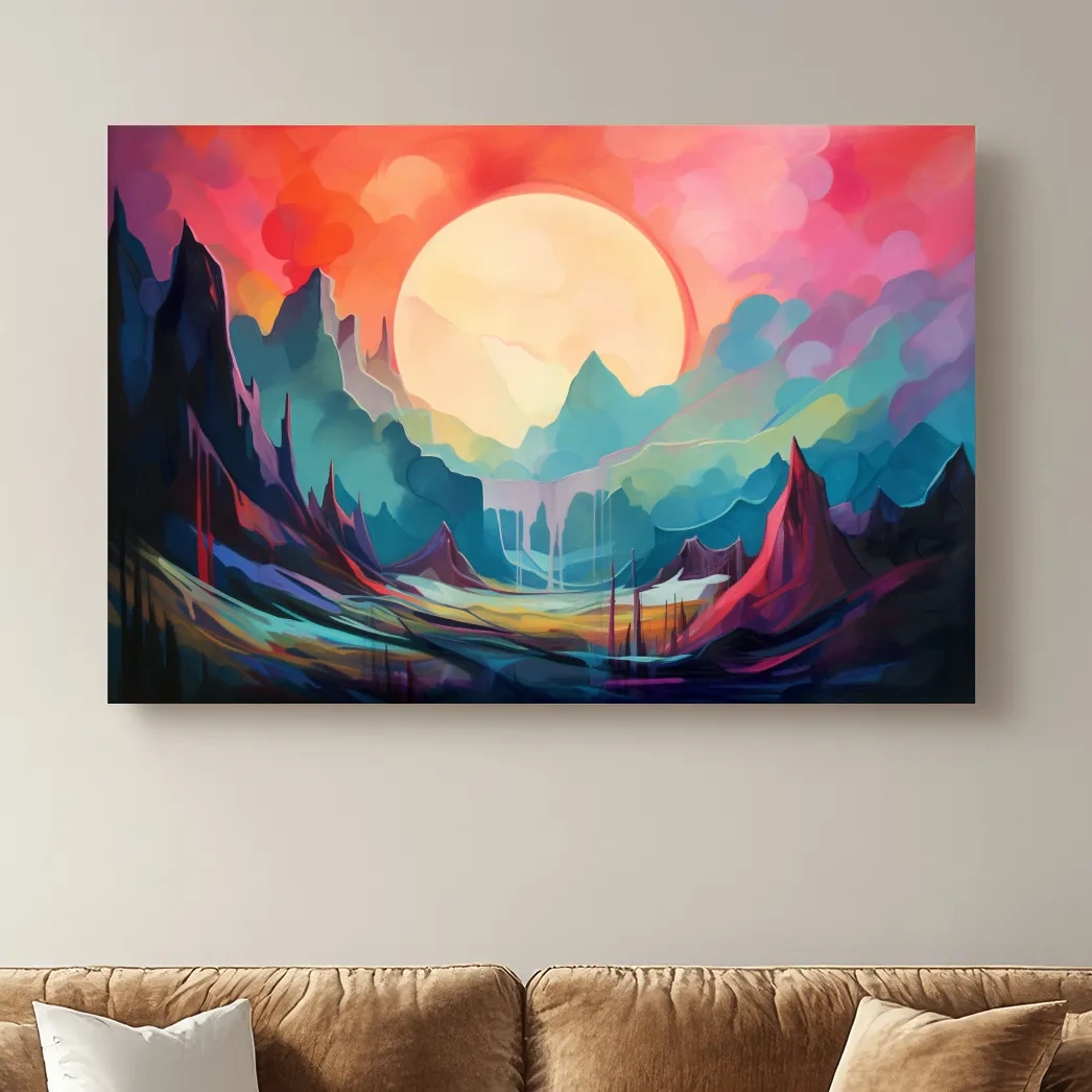 Abstract mountain oil painting wall art