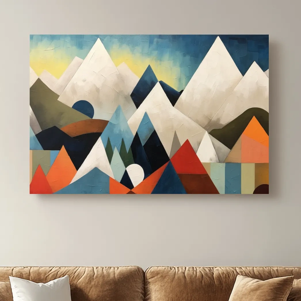 Abstract suprematism mountain painting
