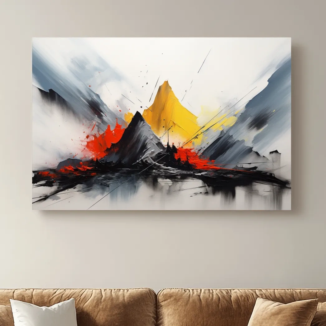 Simple smeared paint abstract artwork representing mountains