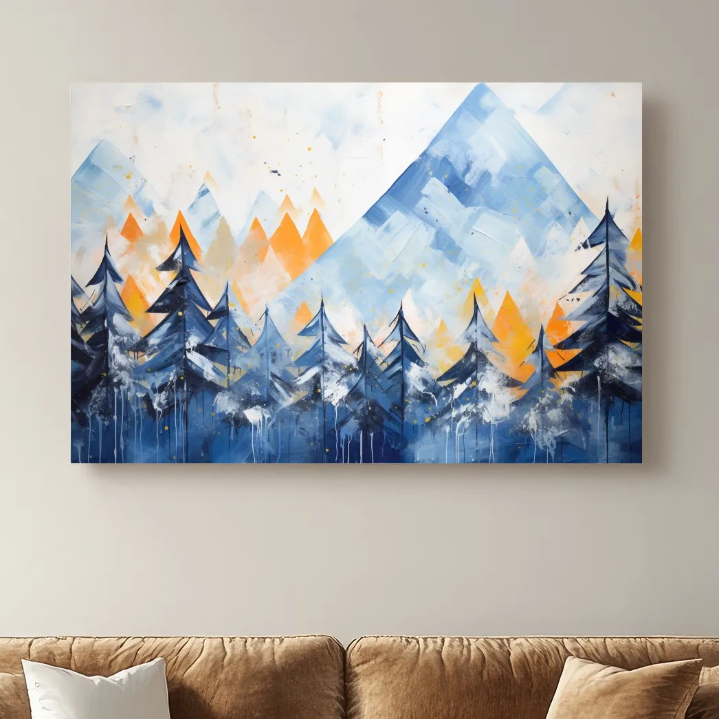 Abstract Alpine Mountain Peaks - Watercolor Forest Wall Art