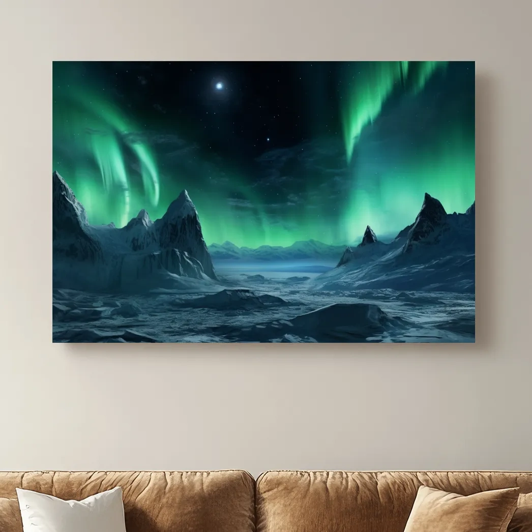 Photographic art, northern lights over the arctic