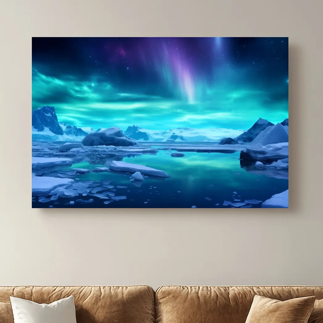 Northern lights over the antarctic ice, photographic wall art
