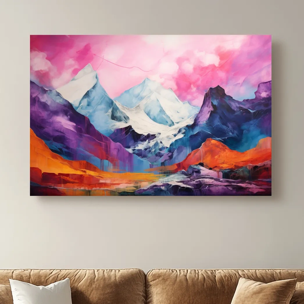 Bright colourful mountain painting