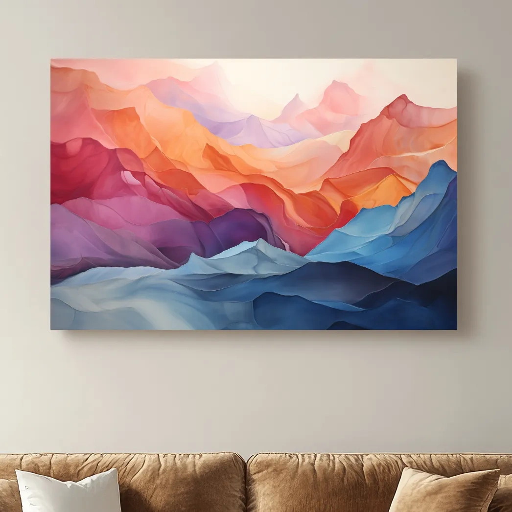 Abstract art, colourful mountain shapes