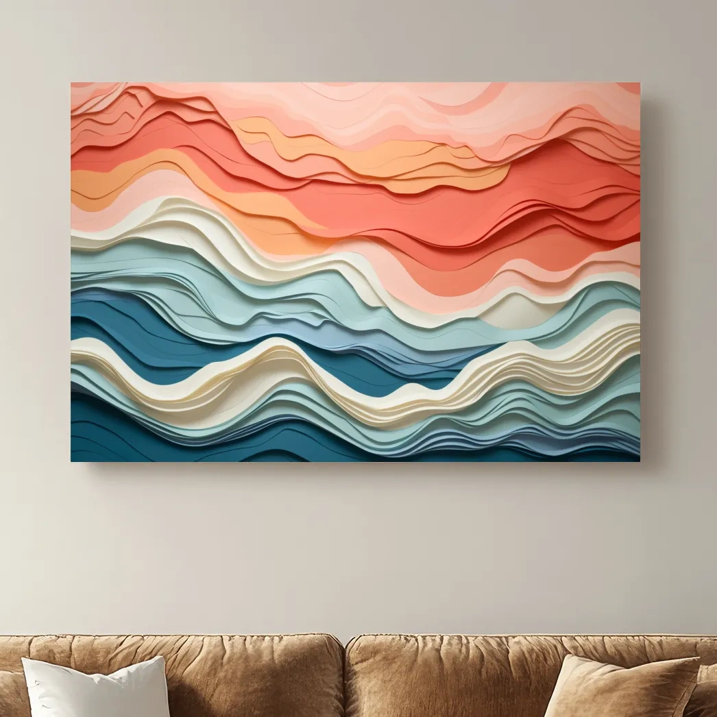 Flowing paper art, rolling mountain shapes