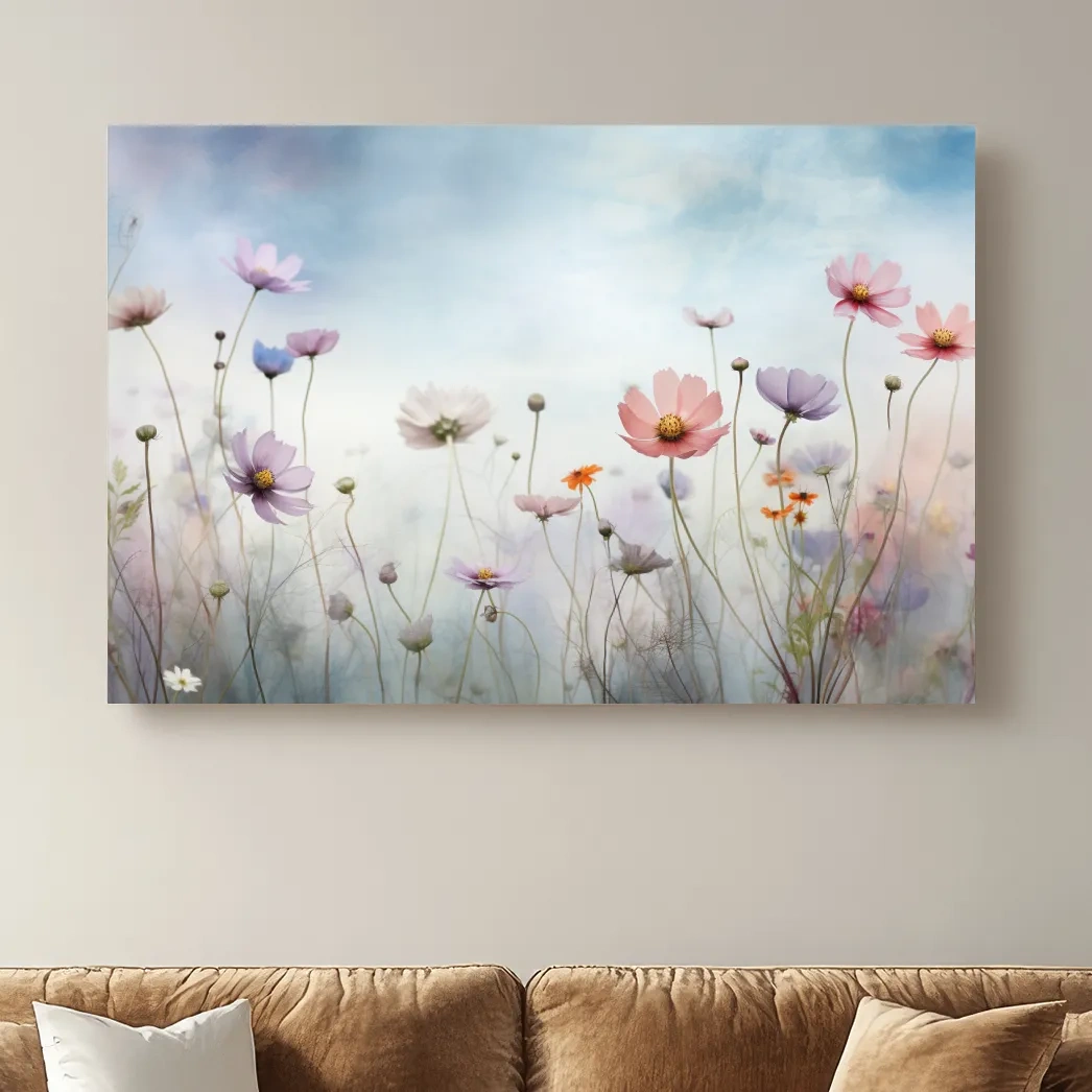 Beautiful bright alpine flowers illustration art