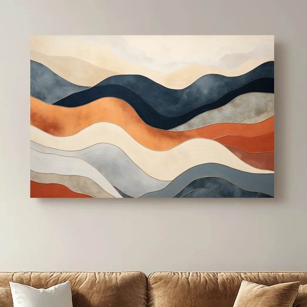 Abstract Wavy Mountain Layers - Mid Century Modern Landscape Wall Art
