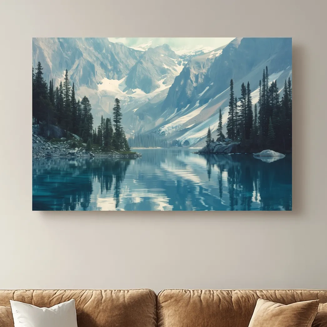 Rocky Mountains Turquoise Alpine Lake Reflection Photography - Pacific Northwest Mountain Wall Art
