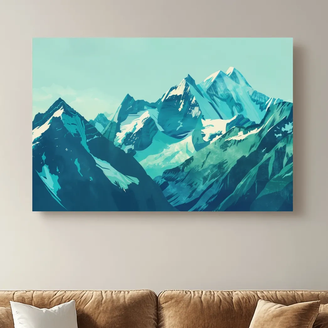 Mountain glacier artwork, stylized vector art
