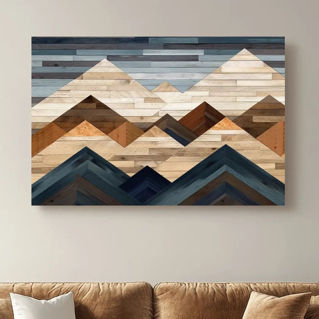 Printed wooden panel mountain art