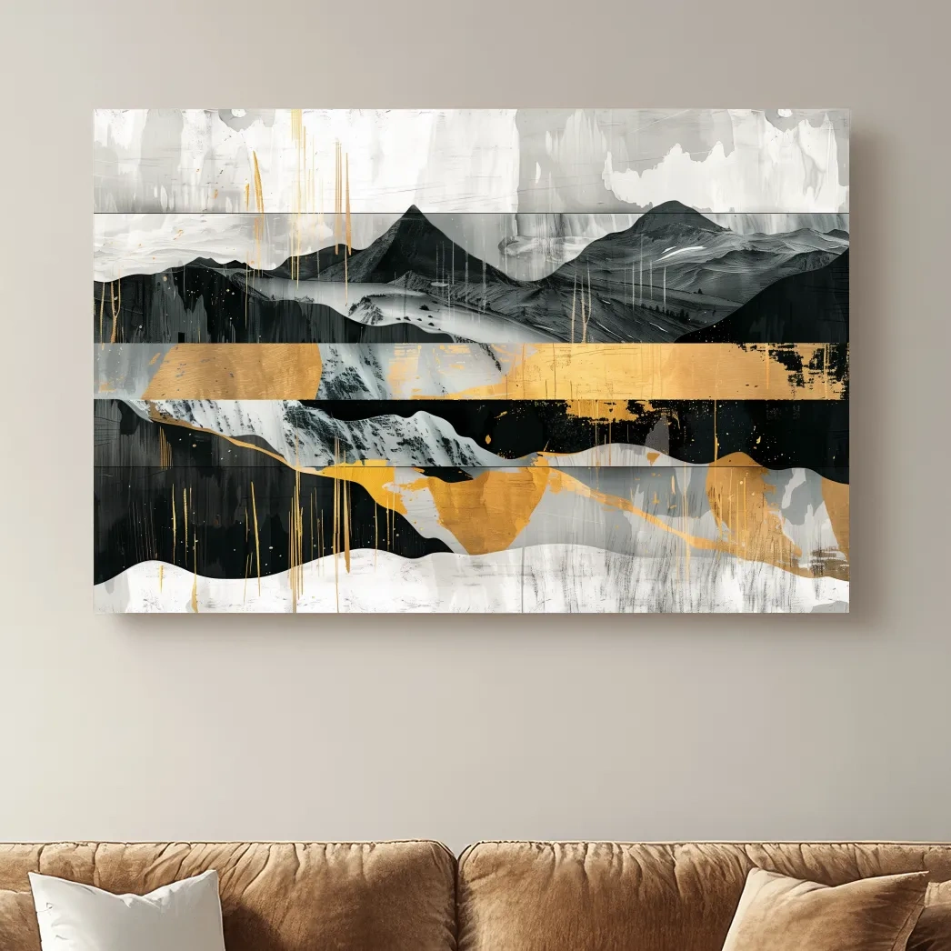 Modern abstract mountain art painting, large format wall art