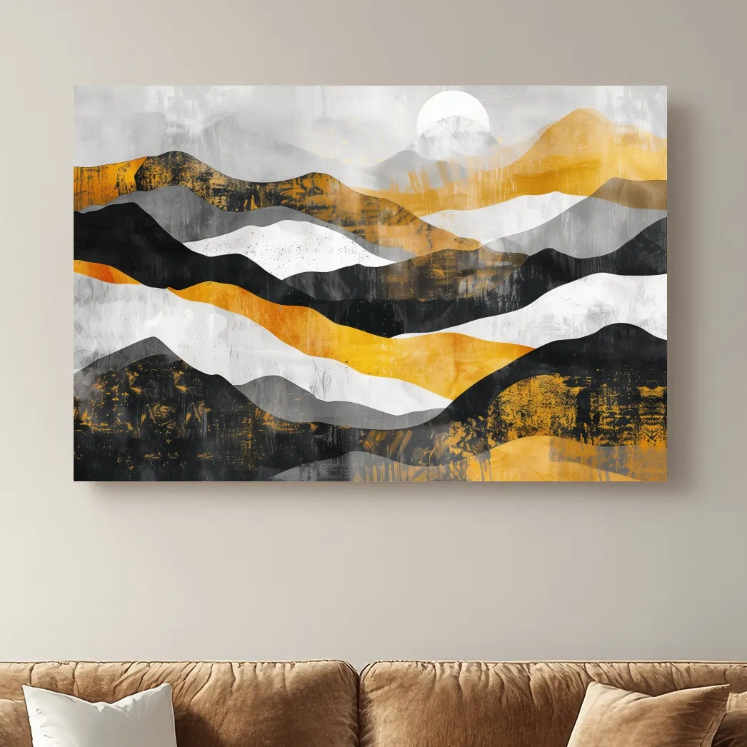 Textured elegant mountain artwork, large format abstract wall art