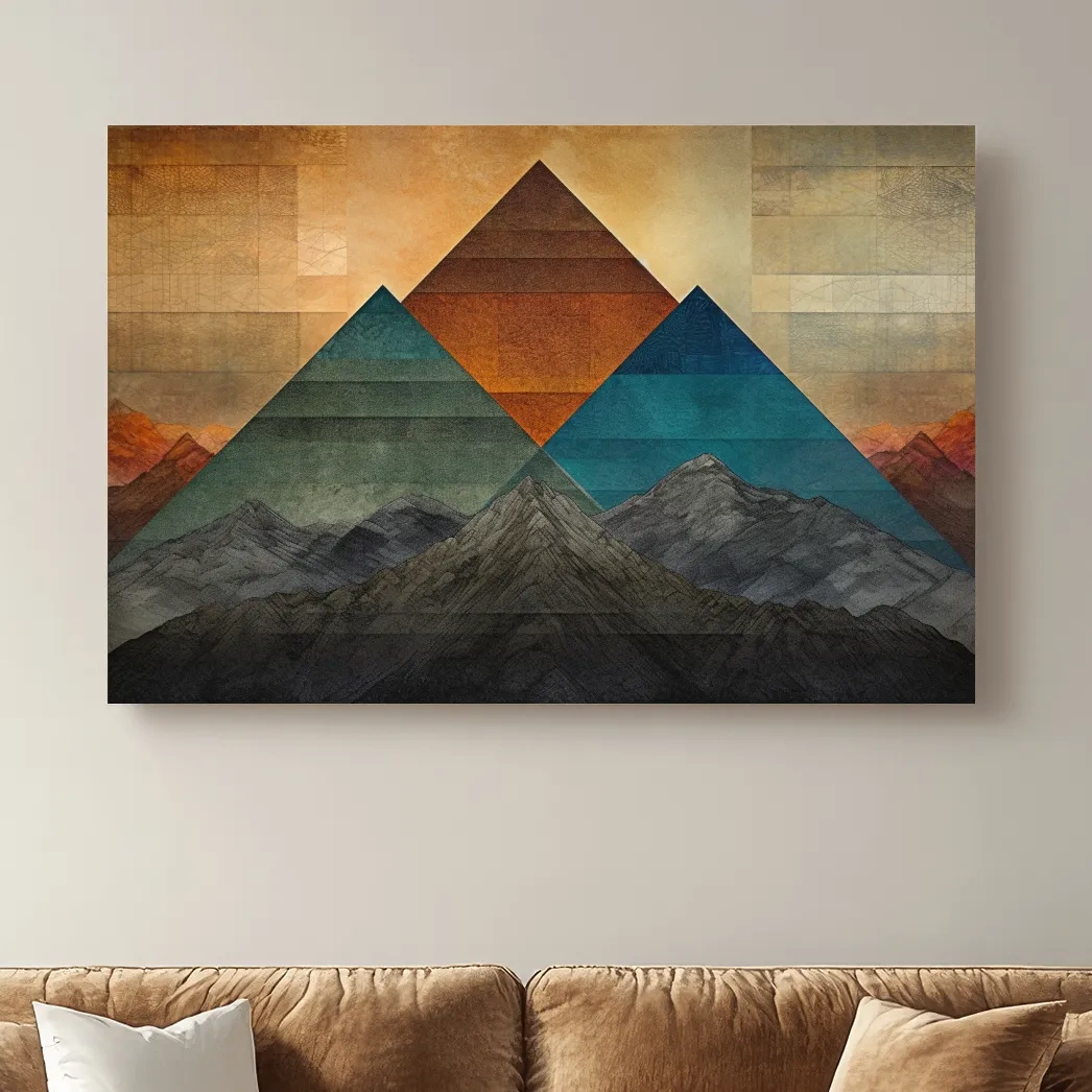 Abstract mountain art, triangular mountain shapes