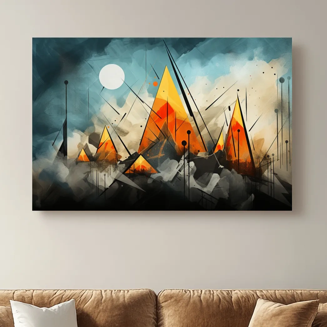 Energetic abstract mountain painting wall art