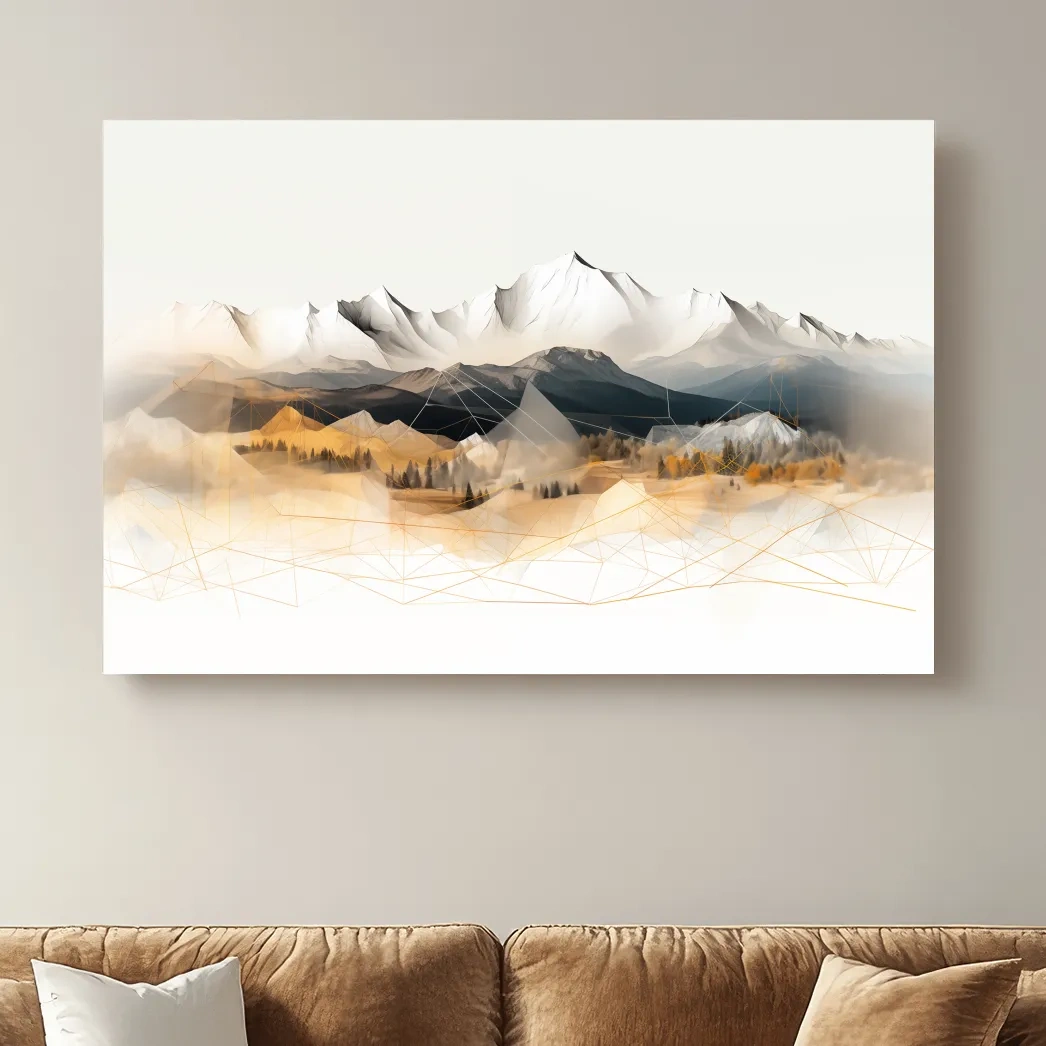 Abstract and geometric mountain wall art